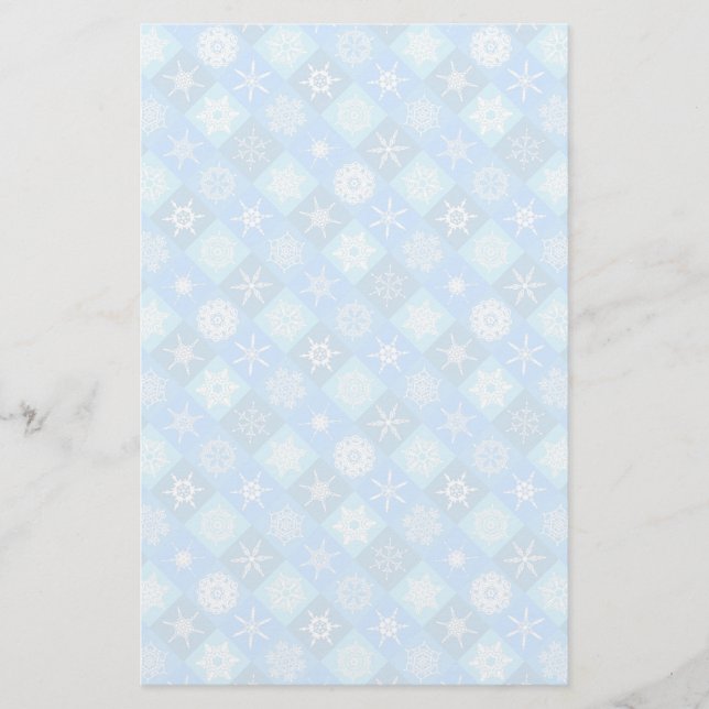 Papelaria teste padrão acolchoado do floco de neve e do (Frente)