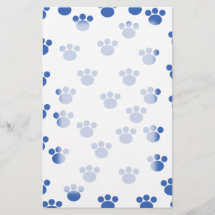 Papelaria Teste padrão animal do impressão da pata. Azul e