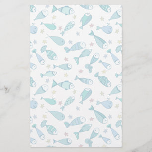 Papelaria Teste padrão com peixes e estrela do mar