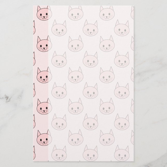 Papelaria Teste padrão cor-de-rosa bonito do gato (Frente)