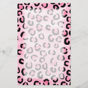 Papelaria Teste padrão cor-de-rosa do impressão do leopard