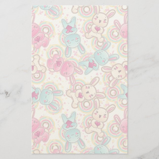 Papelaria Teste padrão da criança de Kawaii com Doodles (Frente)