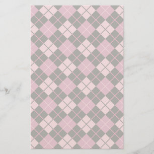 Papelaria Teste padrão de Argyle no preto e no rosa