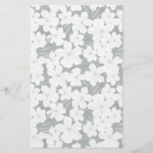Papelaria Teste padrão de flores tropical branco
