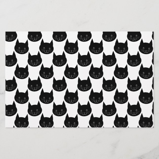 Papelaria Teste padrão do gato preto (Frente)