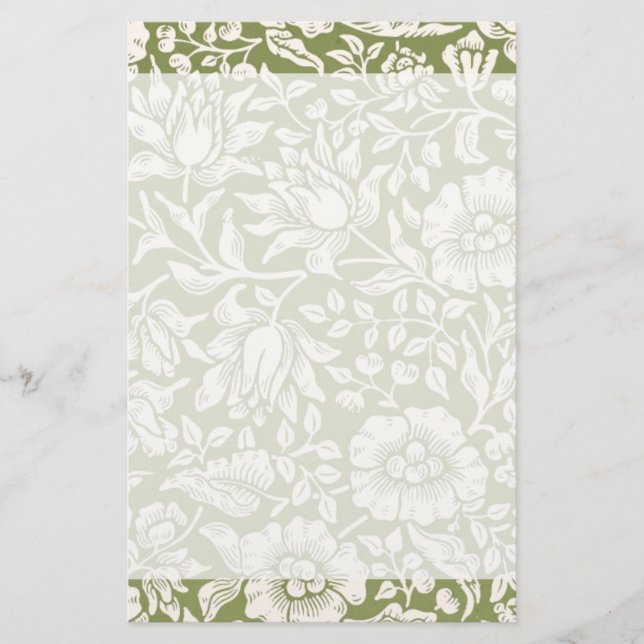 Papelaria Teste padrão do verde do Mallow de William Morris (Frente)