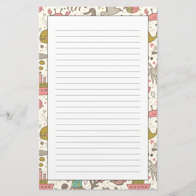 Papelaria Teste padrão engraçado do verão com navios (Frente)