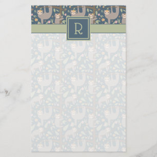 Papelaria Teste padrão floral bonito da preguiça