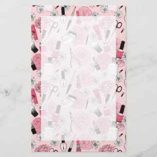 Papelaria Teste padrão floral cor-de-rosa dos produtos de