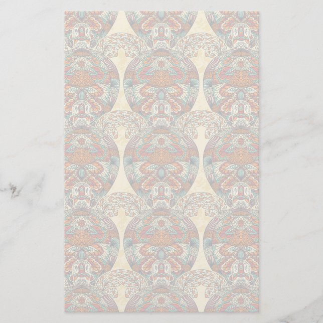 Papelaria Teste padrão floral da tartaruga (Frente)