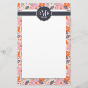 Papelaria Teste padrão floral retro bonito do monograma  
