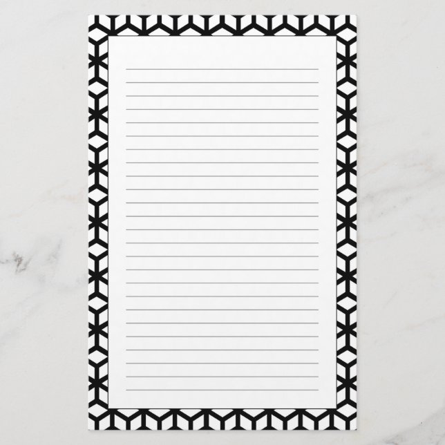 Papelaria Teste padrão preto e branco do cubo (Frente)