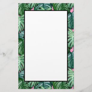 Papelaria Teste padrão tropical verde exótico das folhas