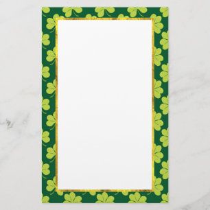 Papelaria Teste padrão verde bonito do trevo com um quadro