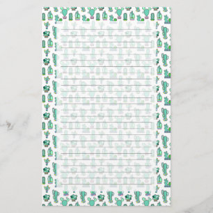 Papelaria Teste padrão verde da planta do cacto & do