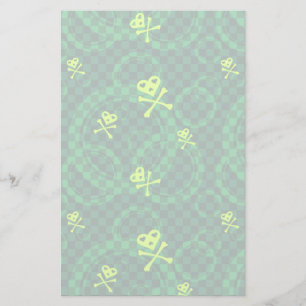 Papelaria Teste padrão verde de Emo com círculos