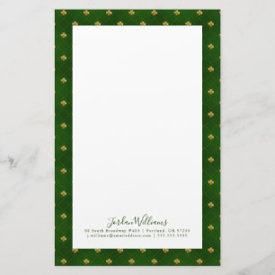Papelaria Teste padrão verde dourado do trevo