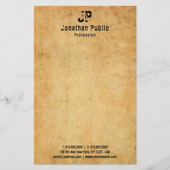 Papelaria Texto Distinto Texto Antigo Modelo de aparência Vi (Frente)