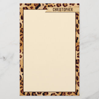 Papelaria Texto Rústico: Leopard Print Add Name