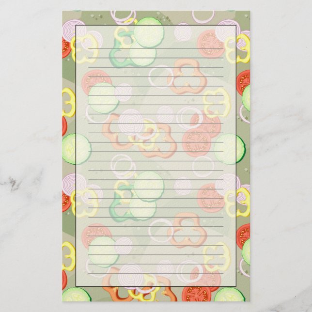 Papelaria Textura com fatias de vegetais (Frente)