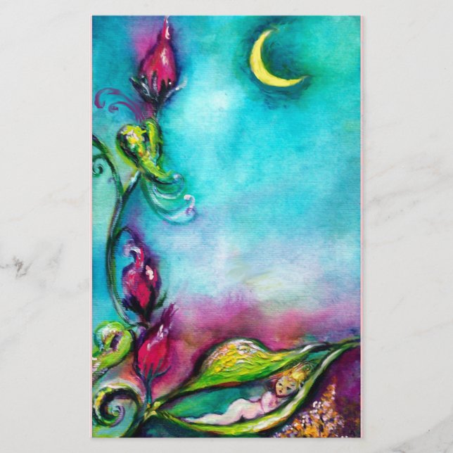 PAPELARIA THUMBELINA DORMINDO ENTRE FOLHAS DE ROSA (Frente)