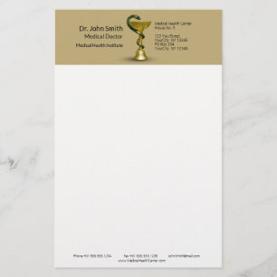 Papelaria Tigela Médica Cobra Bege Higieia Caduceu Dourado