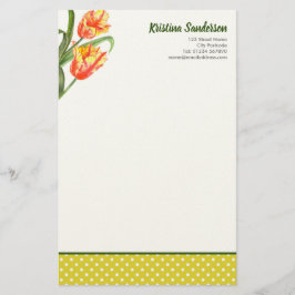 Papelaria Tijolo Amarelo Aquarela Tulipas Arte Floral