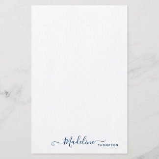 Papelaria Tipografia de Script Azul Marinho Trendy