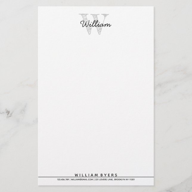 Papelaria Título Personalizado Monograma Stationery (Frente)