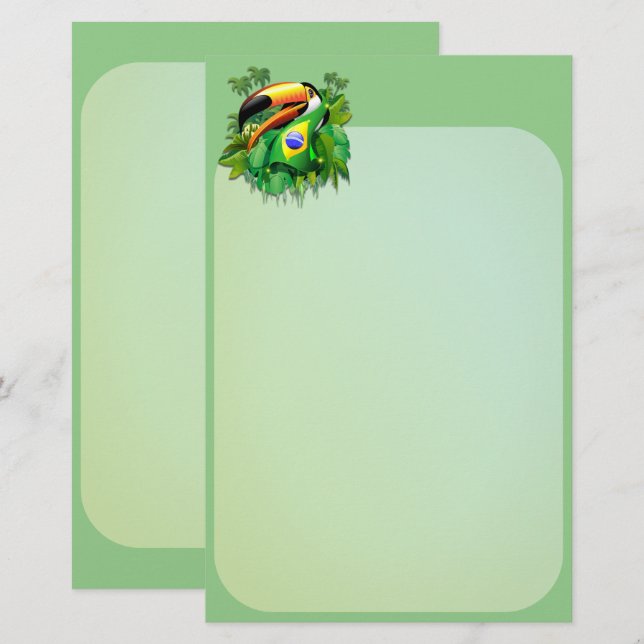 Papelaria Toco Toucan com bandeira do Brasil (Frente/Verso)