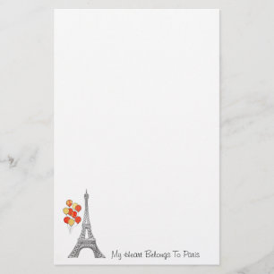 Papelaria Torre Eiffel com papel para cartas dos balões
