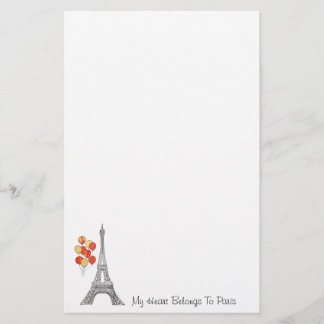Papelaria Torre Eiffel com papel para cartas dos balões