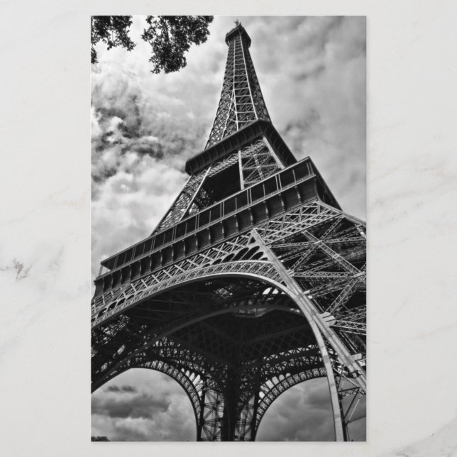 Papelaria Torre Eiffel Preto e Branco Paris Europa Viagem (Frente)