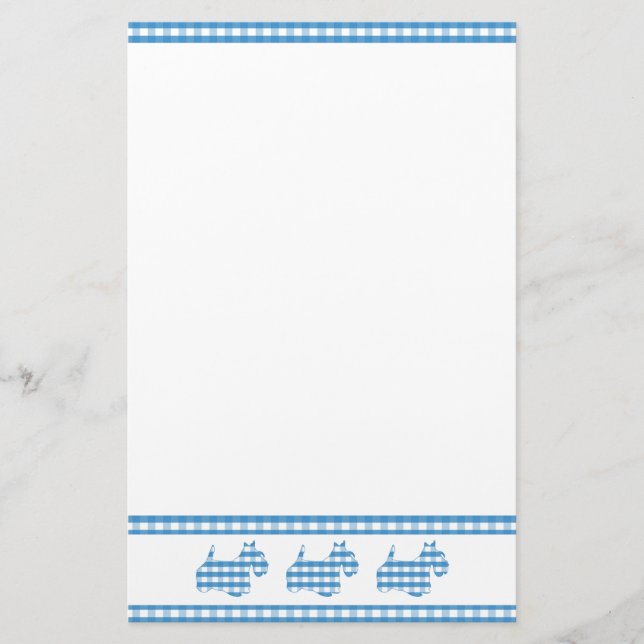 Papelaria Três cães escoceses Gingham (Frente)