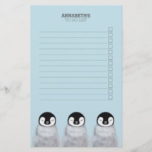 Papelaria Três pintinhos de sono do pinguim do bebê para