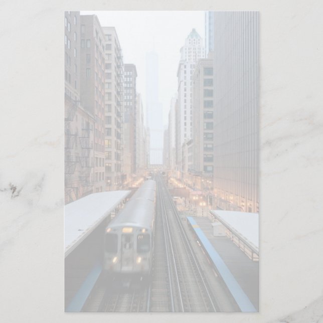 Papelaria Trilho elevado em Chicago do centro sobre Wabash (Frente)