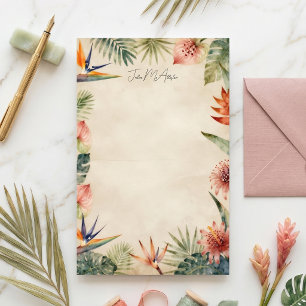 Papelaria Tropical Botânica em Aquarela Vintage