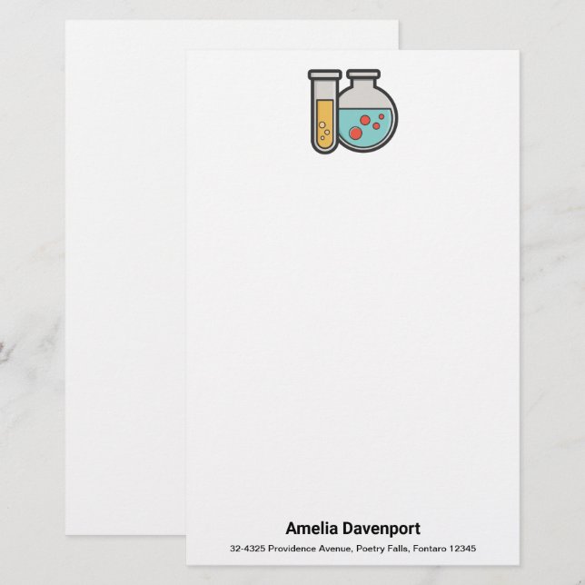 Papelaria Tubo de teste de química e copo (Frente/Verso)