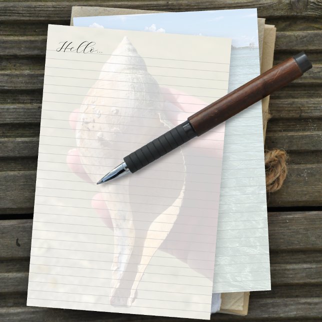 Papelaria Tulip Shell Ocean Background Lined Writing Paper (Criador carregado)