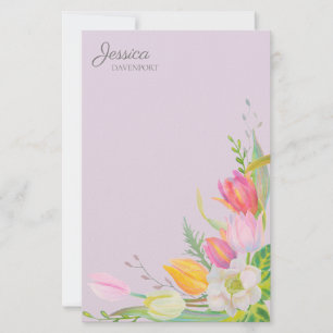Papelaria Tulipas Amarelas Cor Amarela Cor-de-Água Rosa Flo