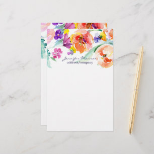 Papelaria Tulipas coloridas em aquarela personalizadas