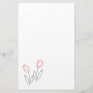 Papelaria Tulipas lineares pretas vermelhas
