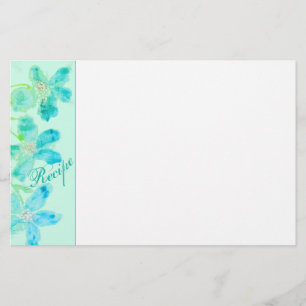 Papelaria Turquesa Aquarela Floral Acentuada