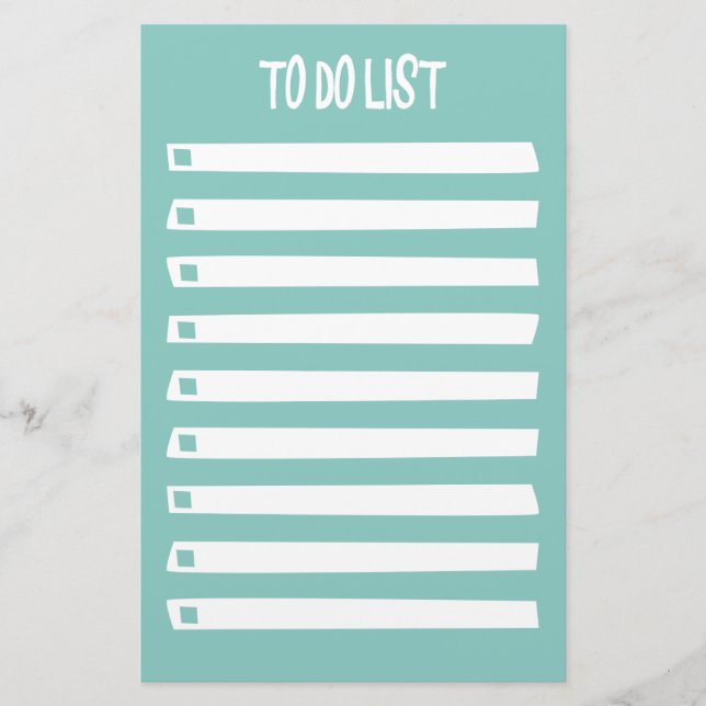 Papelaria Turquesa Blue White Simple Girly To Do List (Frente)