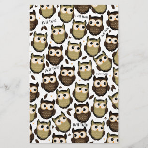 Papelaria Twit twoo! padrão de coruja fofa.