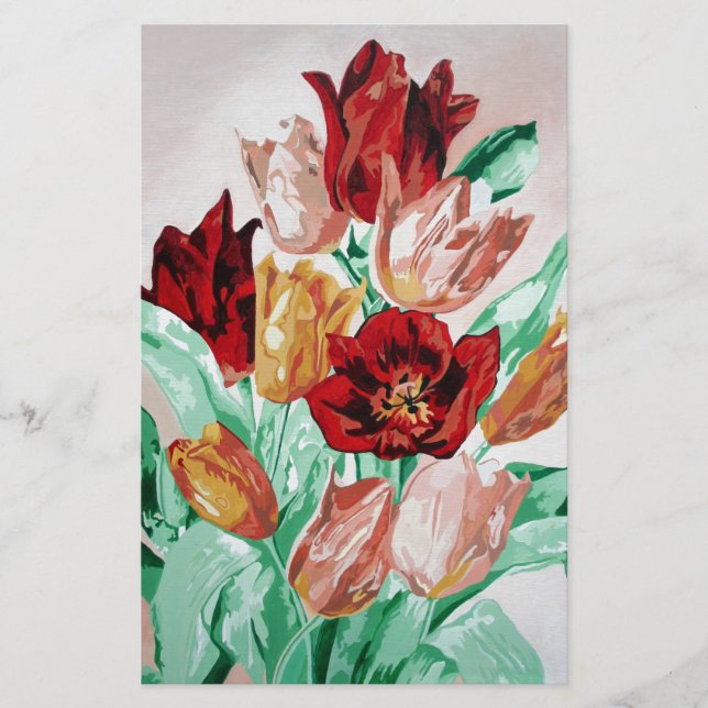Papelaria Um Buquê Floral Bastante Negrito de Tulipas (Frente)