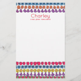 Papelaria Um padrão de frutas e flores personalizado