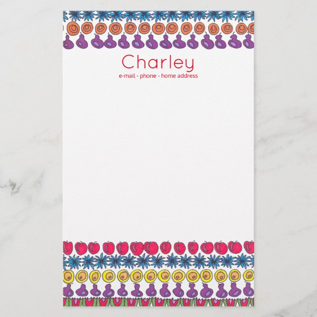 Papelaria Um padrão de frutas e flores personalizado (Frente)