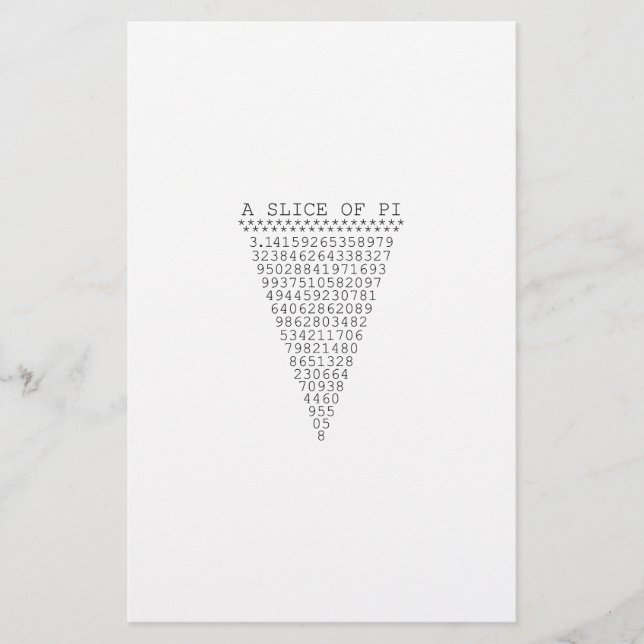 Papelaria Uma fatia de apresentação do Pi (Frente)