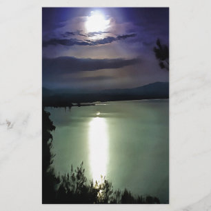 Papelaria Uma Lua Cheia Que Reflete A Arte Náutica Do Egeu